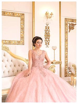 Askılı V Yaka Pembe Prenses Nişanlık